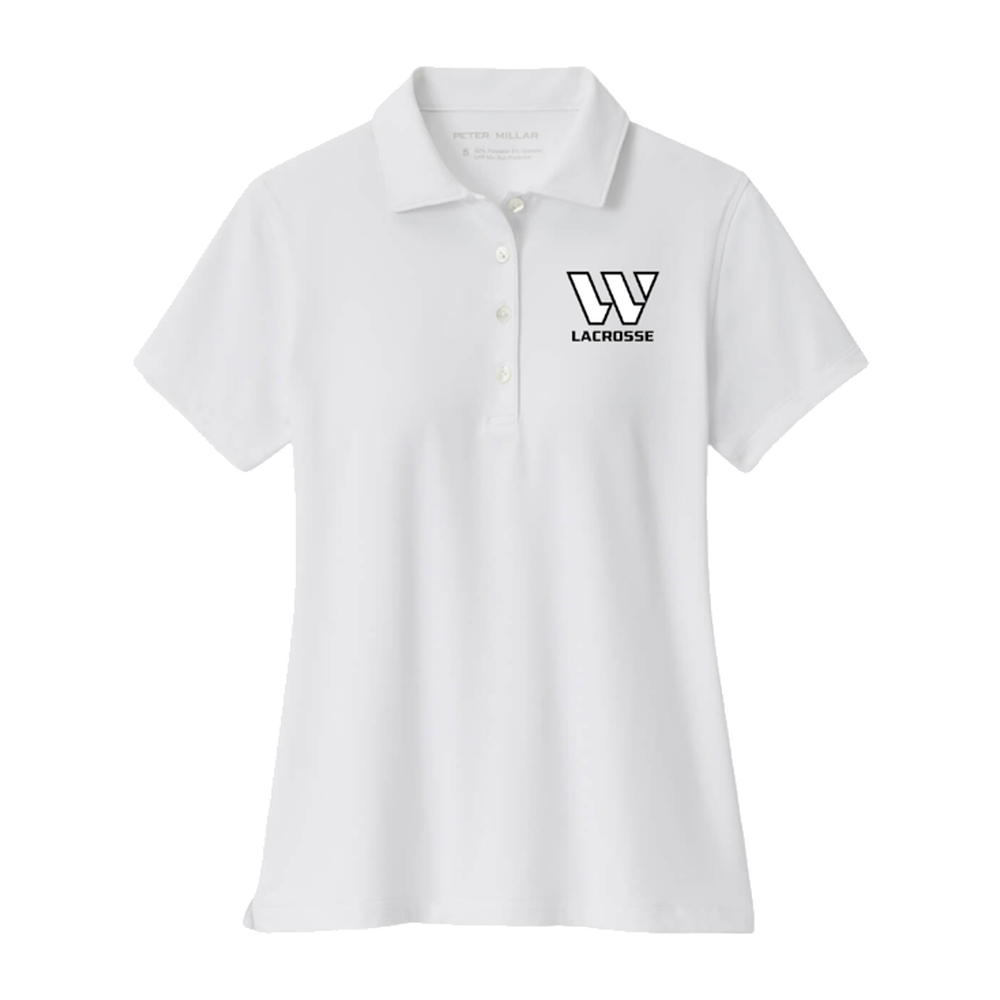Women's Westward Lacrosse Peter Millar Short-Sleeve Button Polo — White
