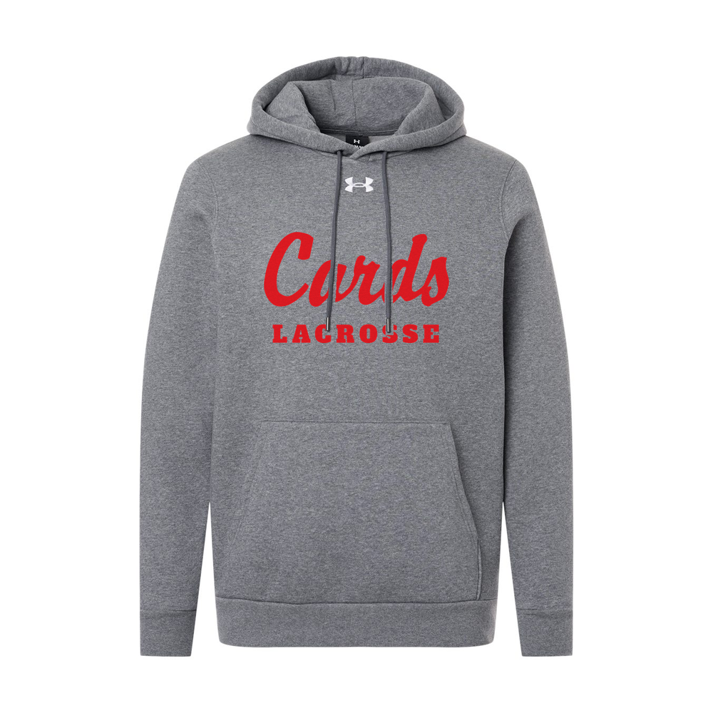 Pitch Grey Under Armour Men's Team Icon Fleece Hoodie with Cards Lacrosse script