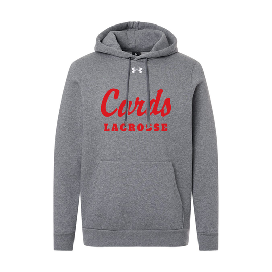 Pitch Grey Under Armour Men's Team Icon Fleece Hoodie with Cards Lacrosse script