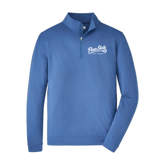 Windsor Blue Peter Millar Men's Perth Cross-Hatch Performance Quarter-Zip with Penn State Club Lacrosse logo