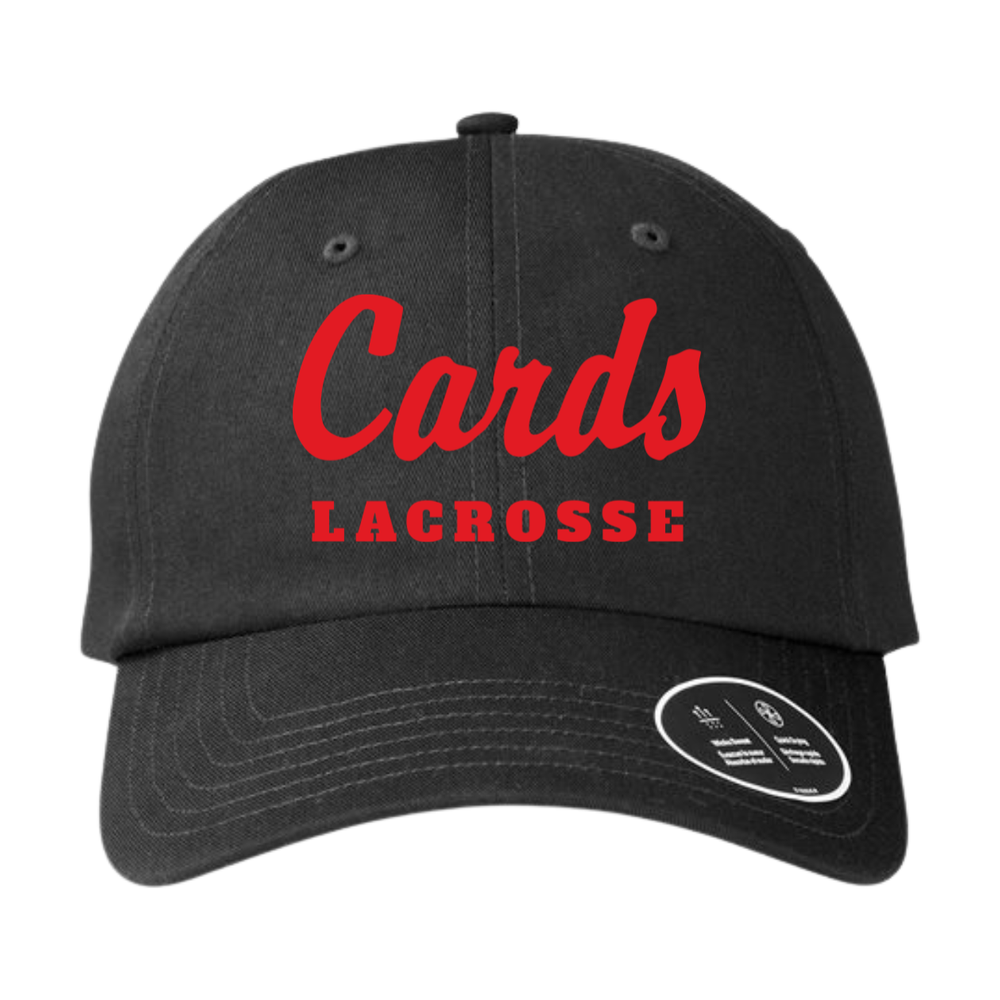 Black Under Armour Team Chino Hat with Cards Lacrosse script