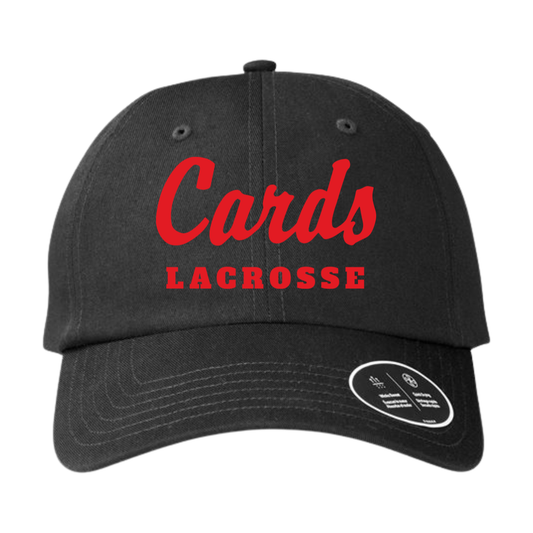 Black Under Armour Team Chino Hat with Cards Lacrosse script