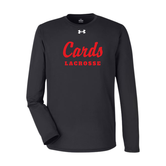 Black Under Armour Men's Team Tech Long-Sleeve T-Shirt with Cards Lacrosse script