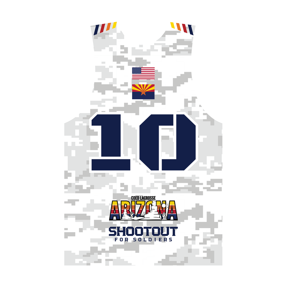 2026 Shootout for Soldiers men’s reversible pinnie, white back view