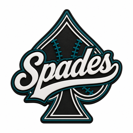 Spades limited edition 5-inch PVC patch in black, white, and teal