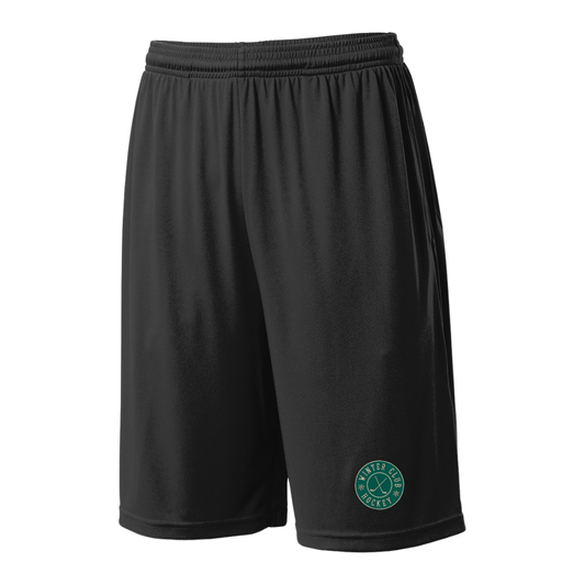 Sport-Tek PosiCharge Competitor Pocketed Short in black with the Winter Club Hockey logo on a pure white background