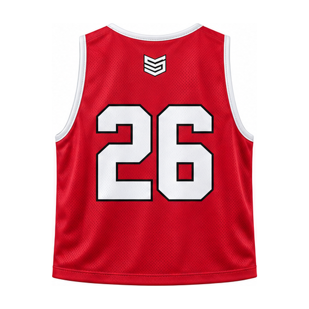 Stealth Lacrosse reversible pinnie, red side back with player number