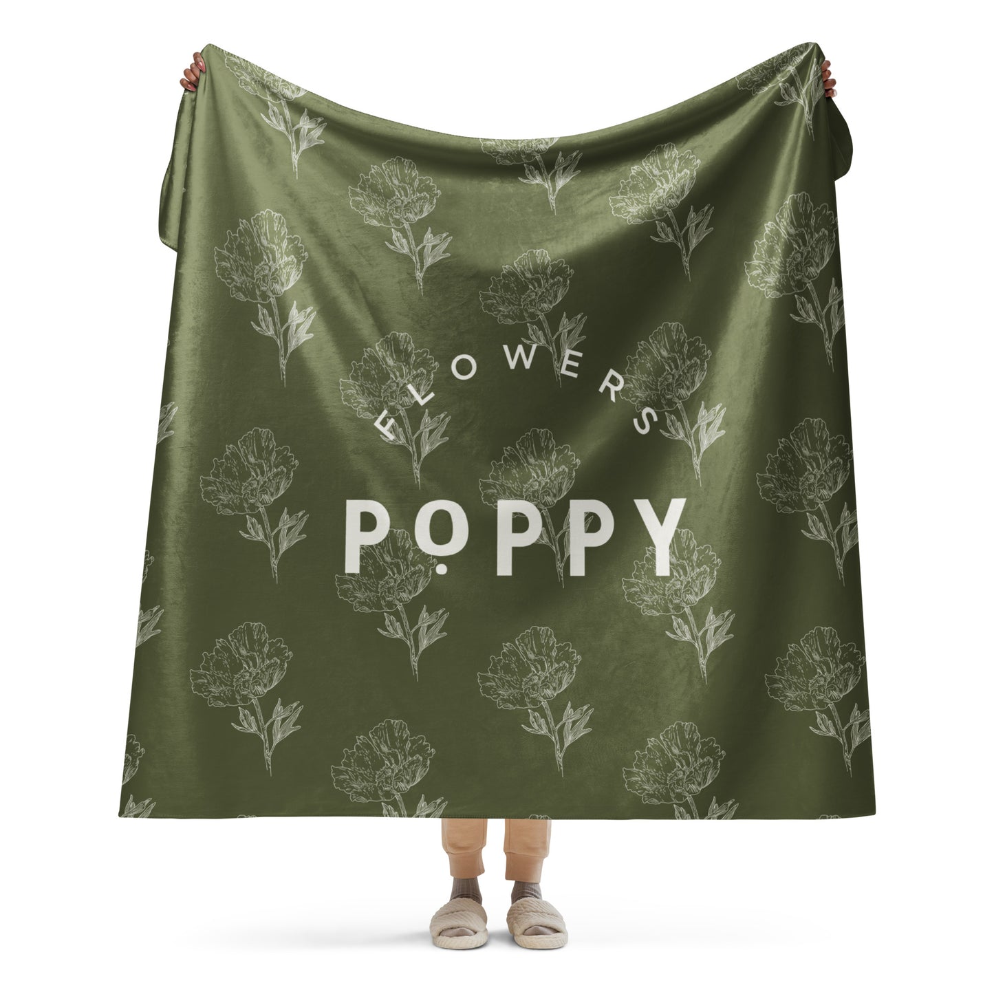 Poppy Flowers Sherpa Blanket