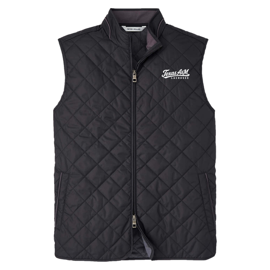 Texas A&M Lacrosse Peter Millar Essex Quilted Vest - Black