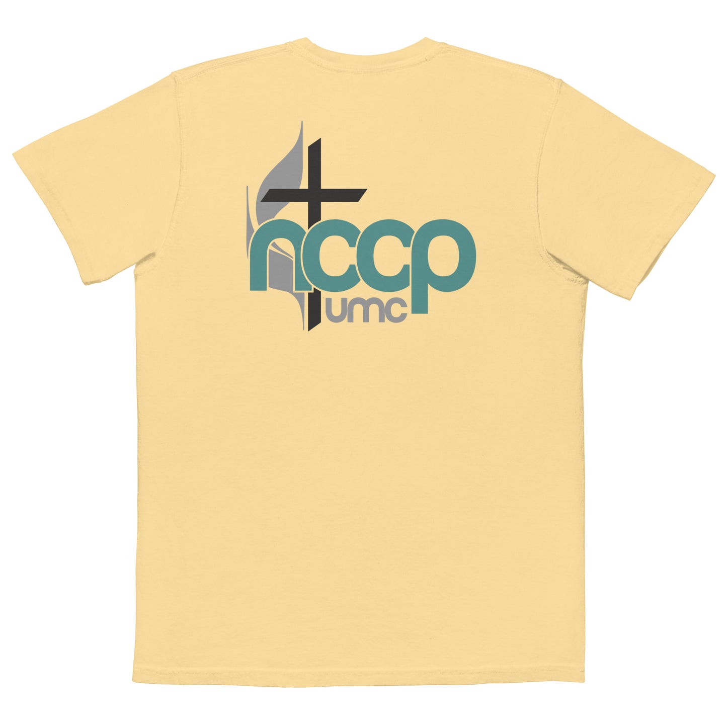 Adult NCCP UMC Cotton Heritage Pocket Tee (Front & Back)