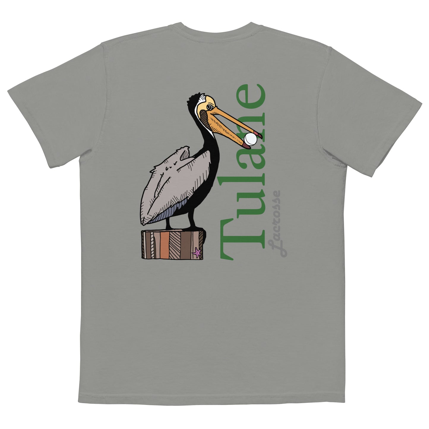Adult Tulane Lacrosse Comfort Colors Pocket Tee