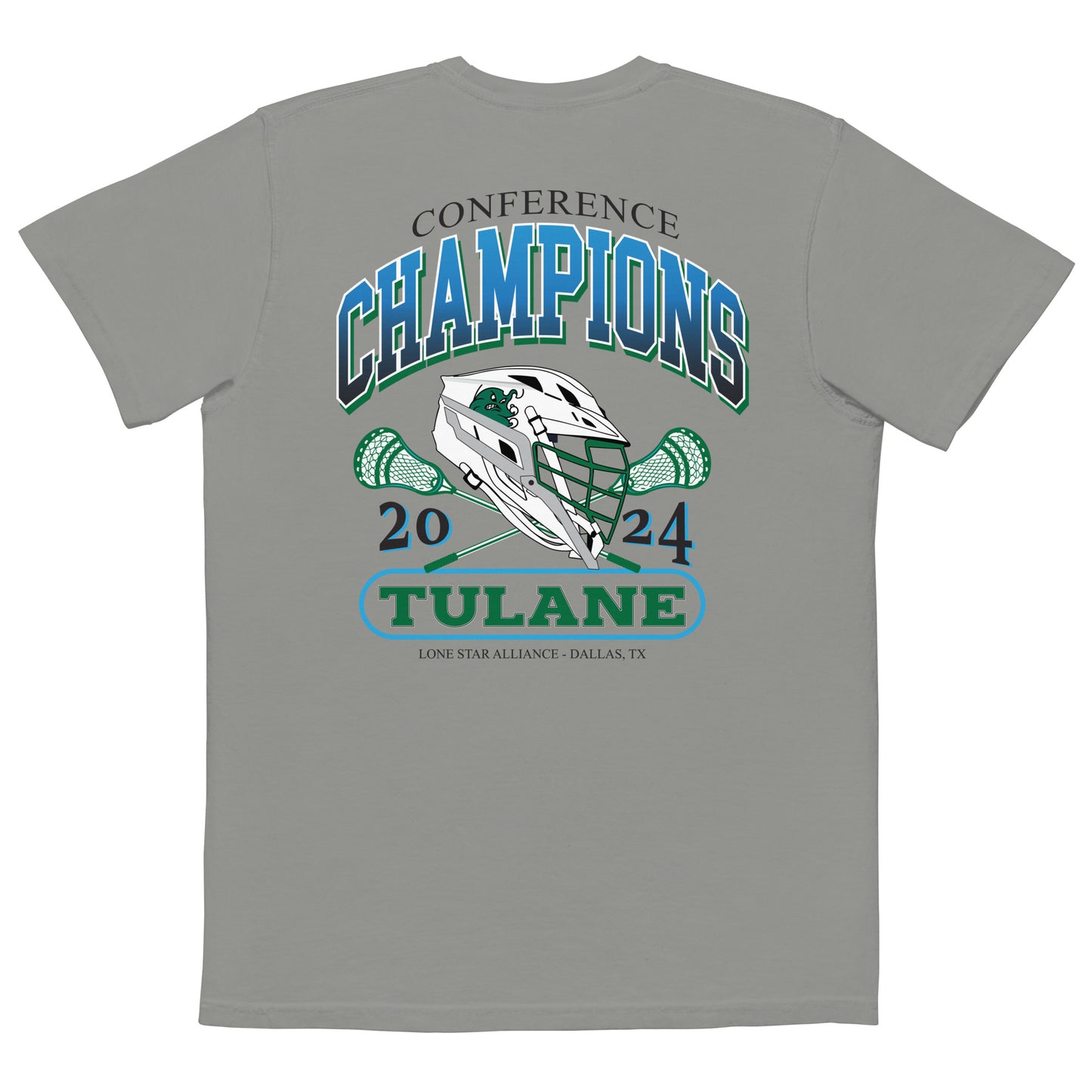 Adult Tulane Lacrosse Comfort Colors Pocket Tee