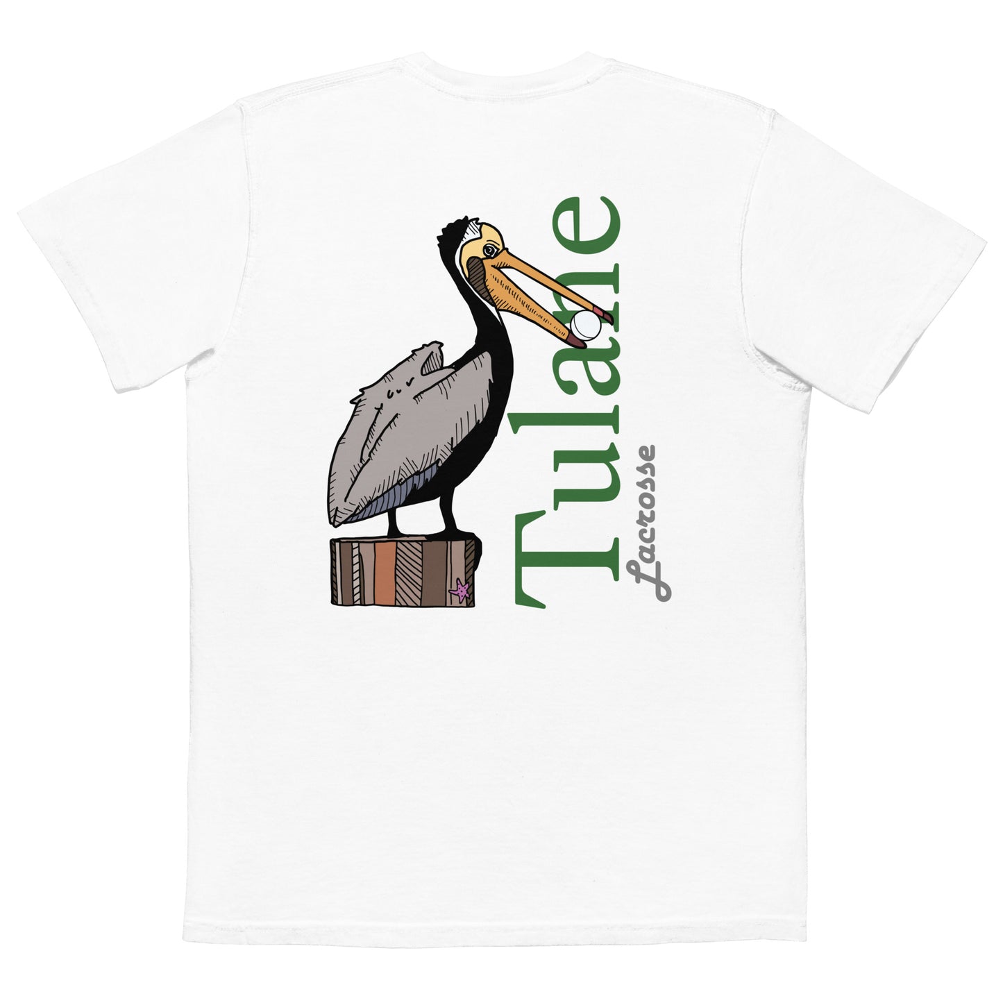Adult Tulane Lacrosse Comfort Colors Pocket Tee