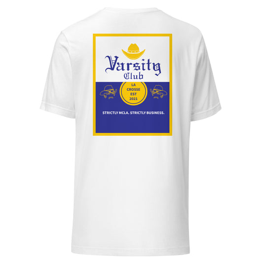 Adult Varsity Club Lacrosse Bella + Canvas T-shirt - Cerveza