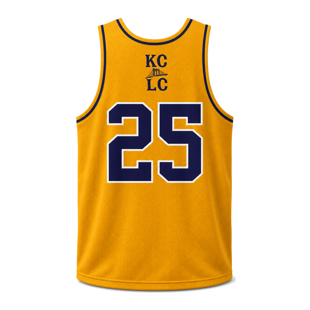 Kings County Lacrosse reversible pinnie, light-gold side back