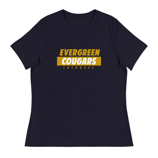 Women's Evergreen Cougars Lacrosse Bella + Canvas Relaxed T-Shirt