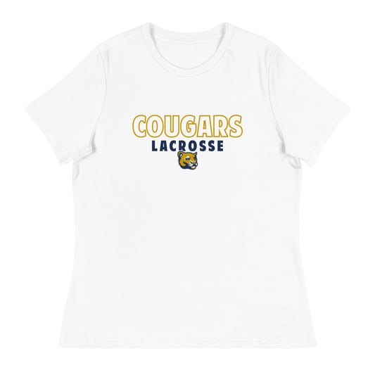 Women's Evergreen Cougars Lacrosse Bella + Canvas  Relaxed T-Shirt