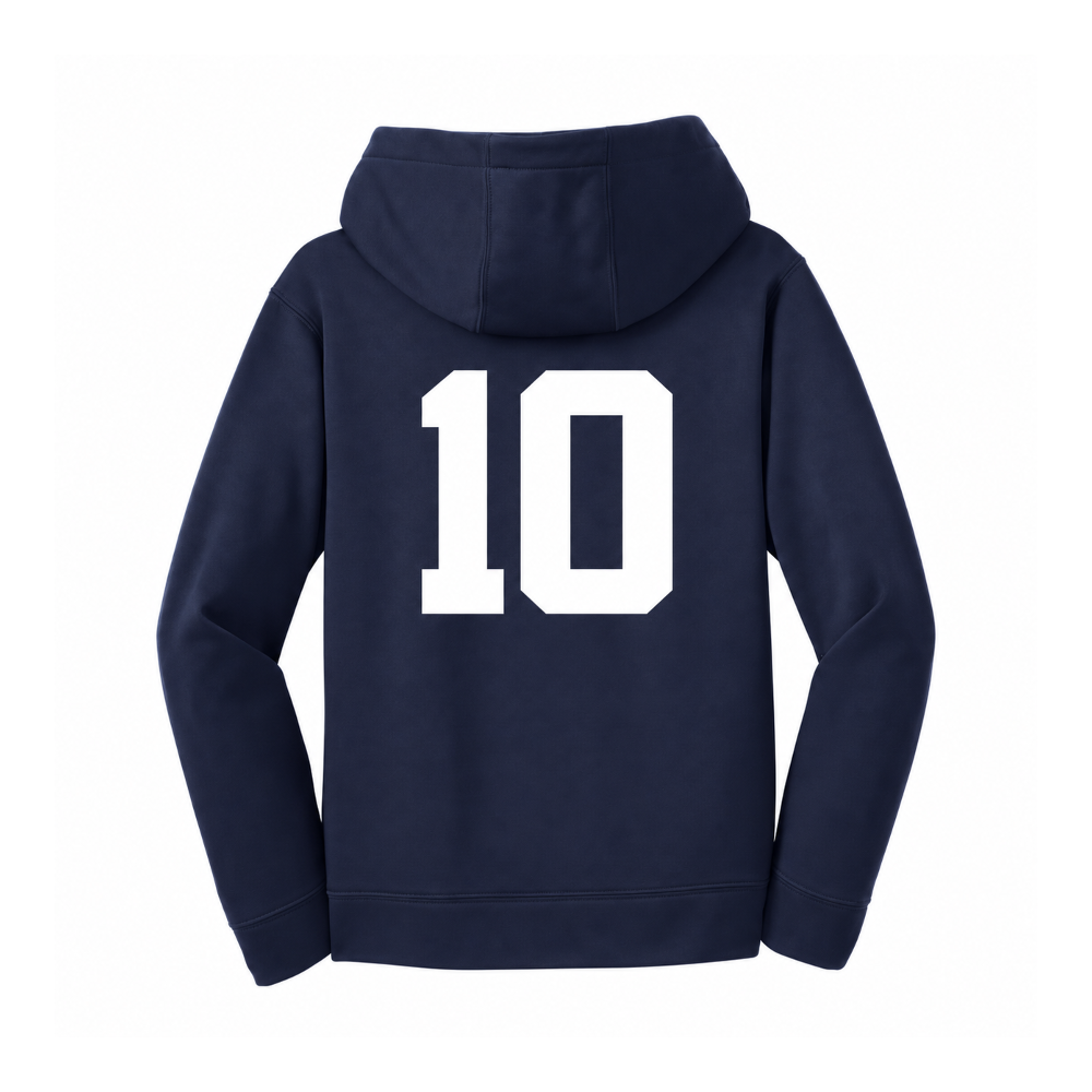 Youth Mudhens hoodie back — sample number 10, white Athletic personalization