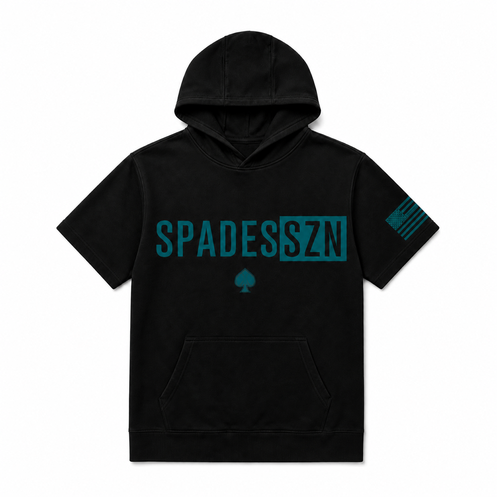 South Bay Spades Short Sleeve Hoodie — Black