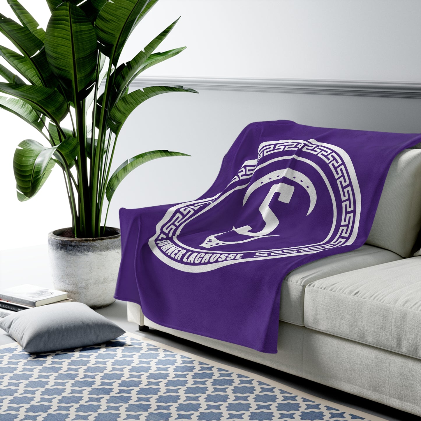 Sumner Spartans Lacrosse Velveteen Plush Blanket