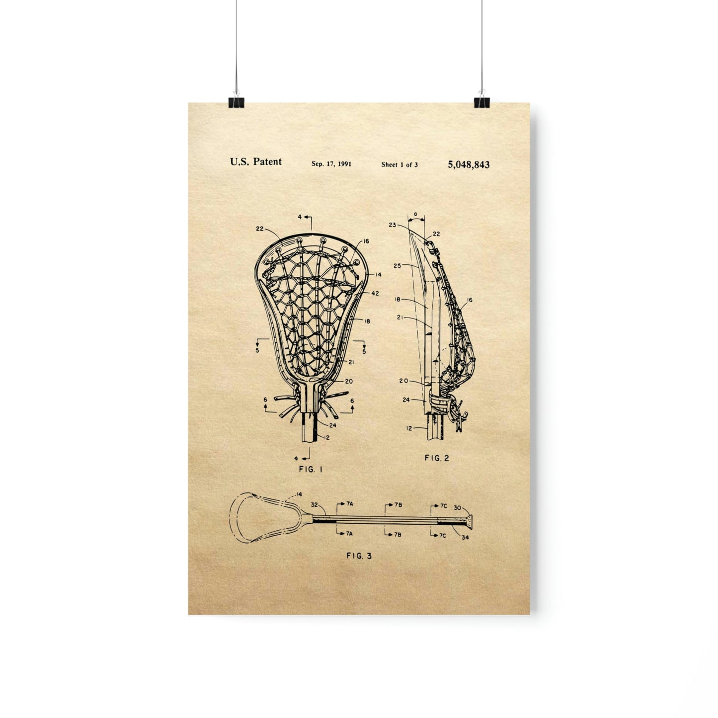 Lacrosse Patent Premium Matte Poster 1991