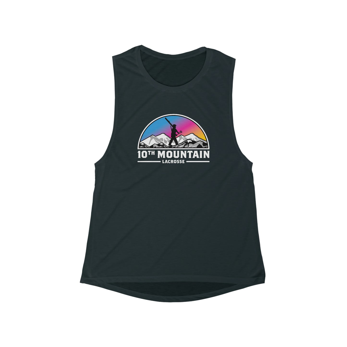 Women's 10th Mountain Lacrosse Bella + Canvas Flowy Scoop Muscle Tank