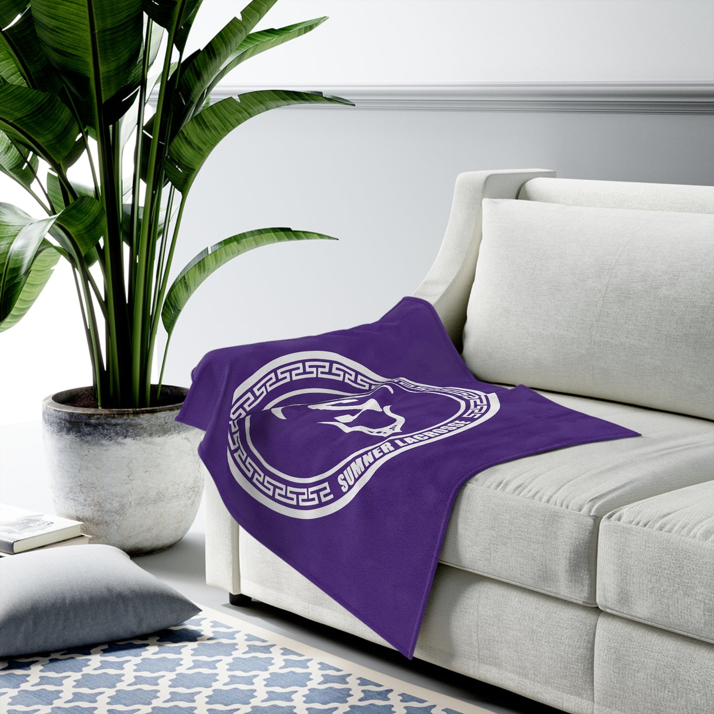 Sumner Spartans Lacrosse Velveteen Plush Blanket