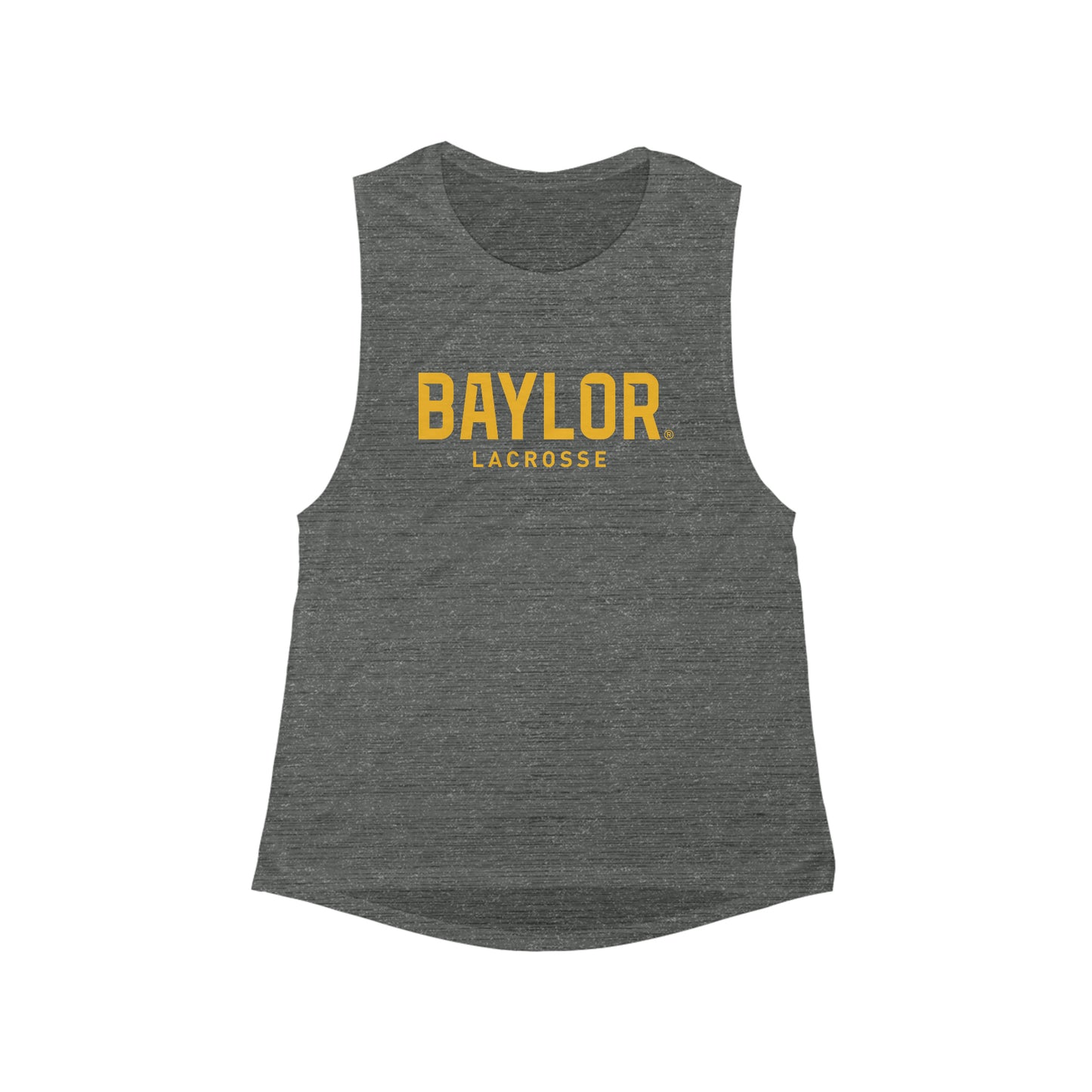 Women's Baylor Lacrosse Bella + Canvas Flowy Scoop Muscle Tank