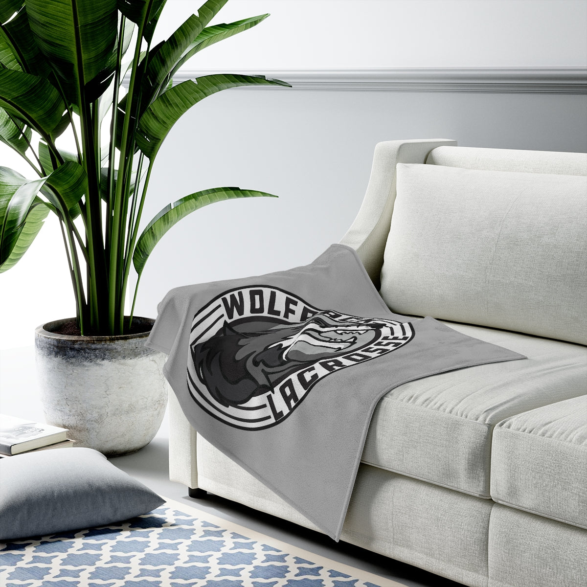 Wolfpack Lacrosse Velveteen Plush Blanket