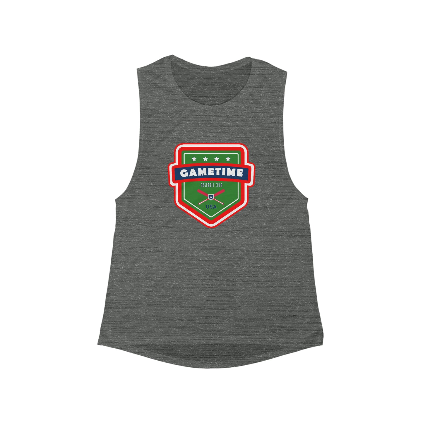 Women's Gametime Baseball Club Bella + Canvas Flowy Scoop Muscle Tank