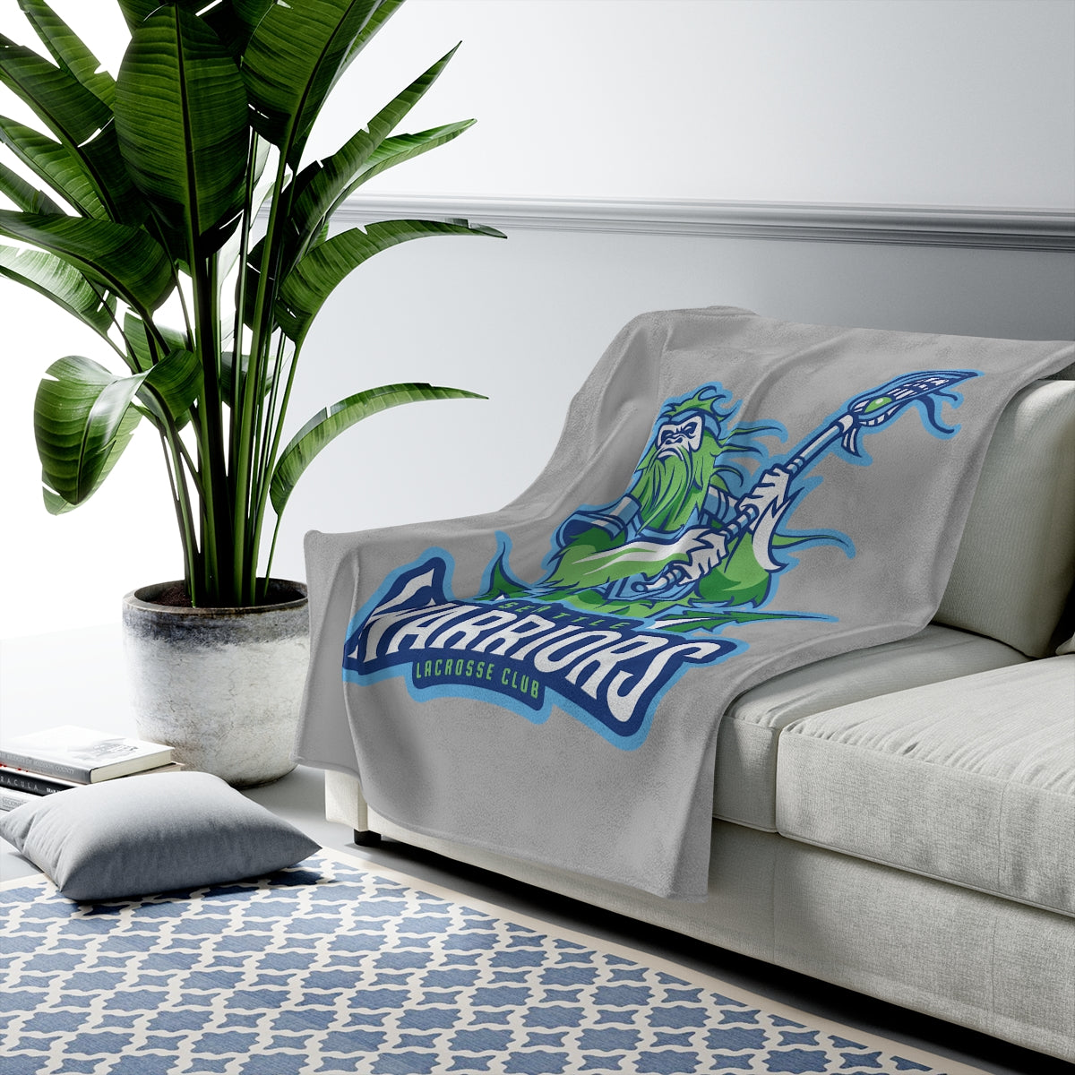 Seattle Warriors Lacrosse Velveteen Plush Blanket