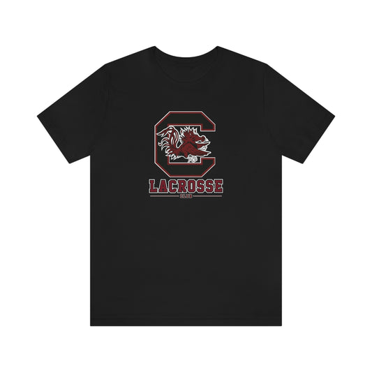 Adult Gamecocks Lacrosse Bella + Canvas Short Sleeve Cotton Tee