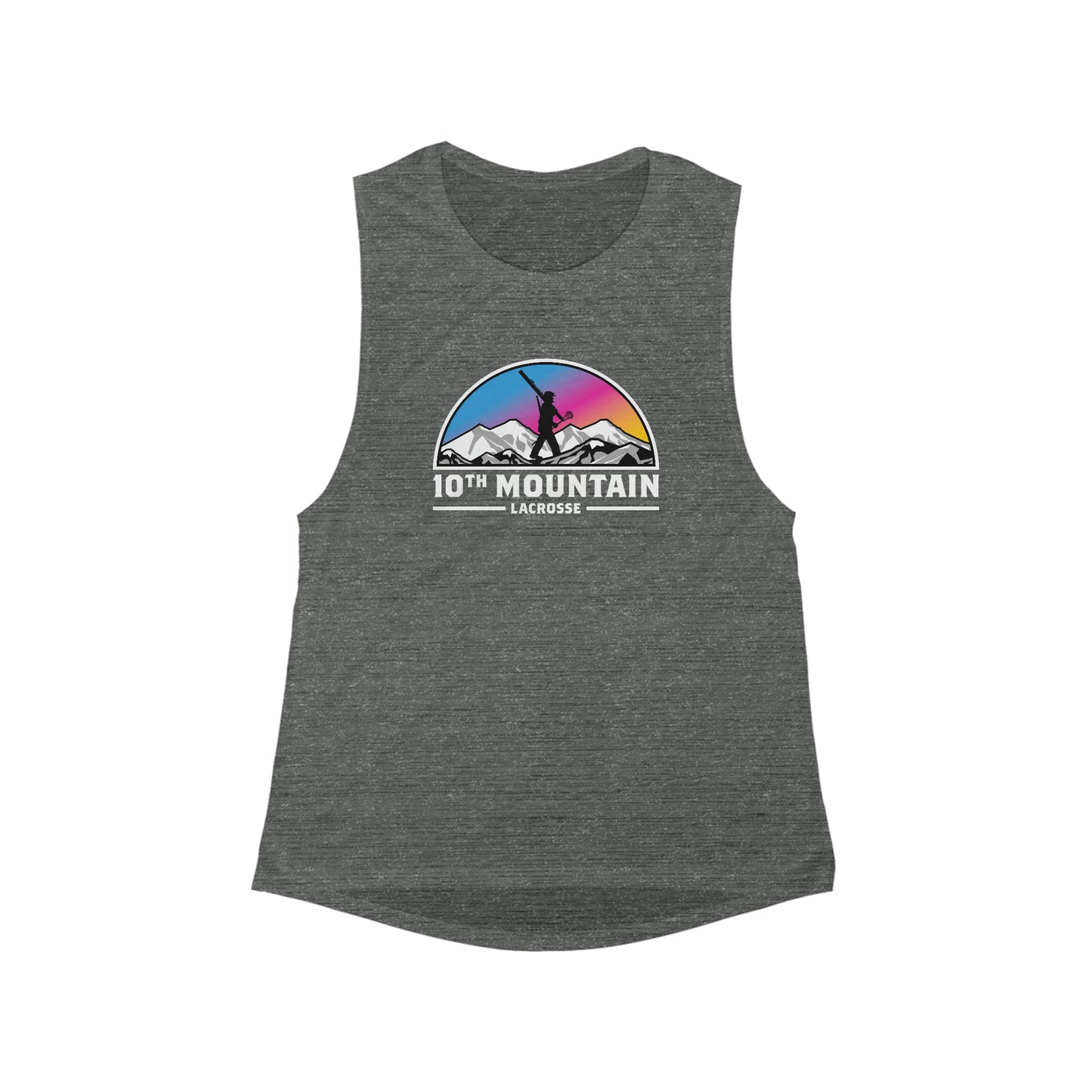Women's 10th Mountain Lacrosse Bella + Canvas Flowy Scoop Muscle Tank