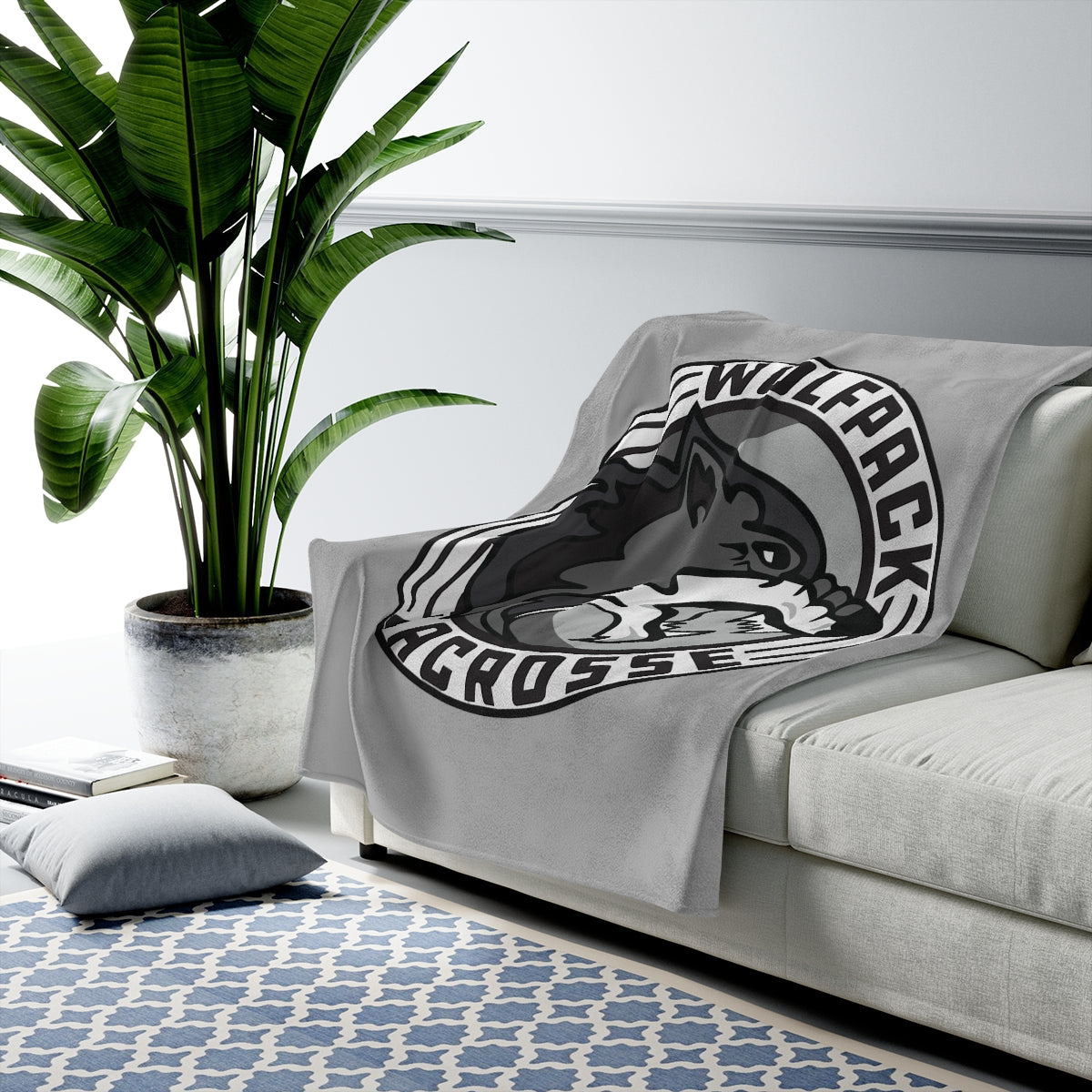Wolfpack Lacrosse Velveteen Plush Blanket