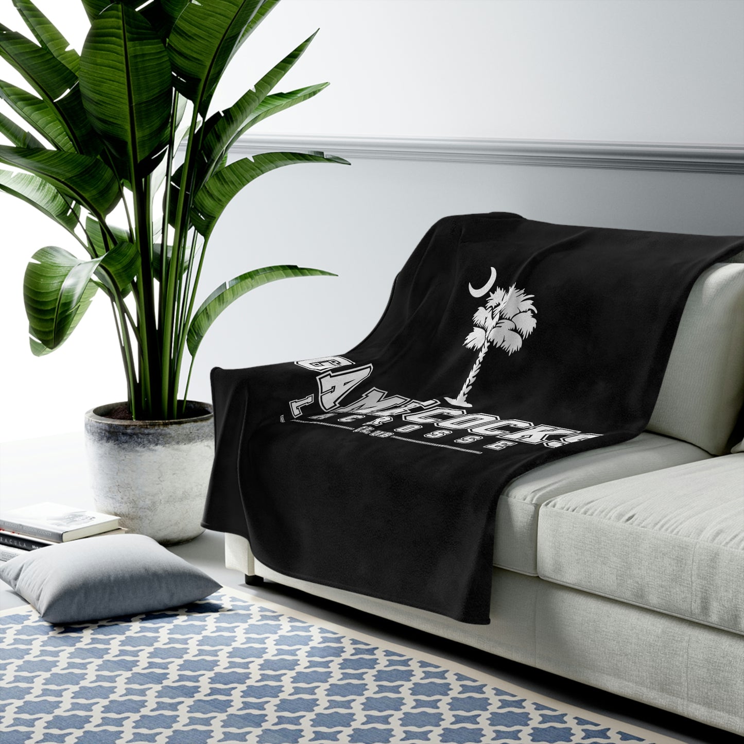 Gamecocks Lacrosse Velveteen Plush Blanket