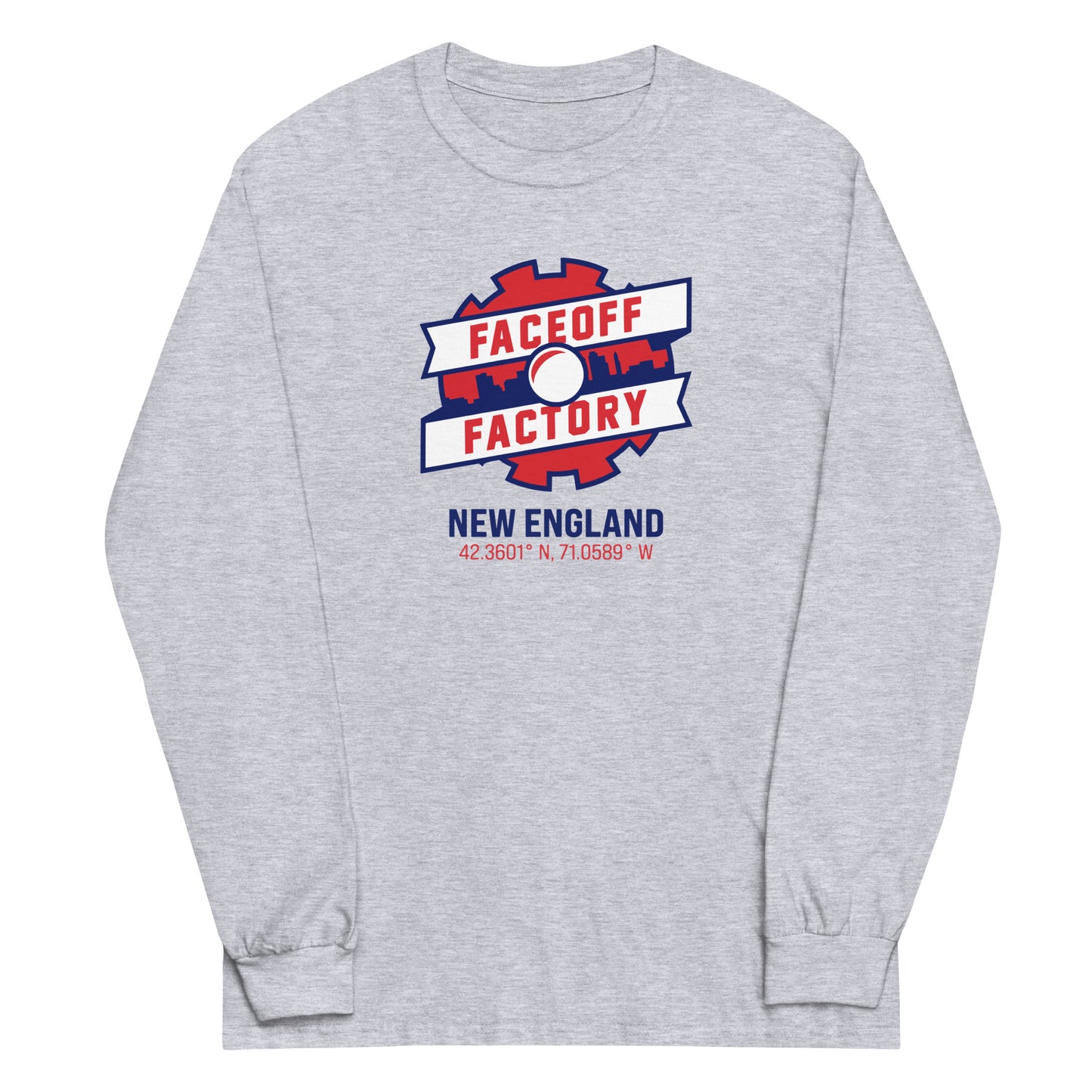 Adult Faceoff Factory Gildan Long Sleeve Shirt - New England