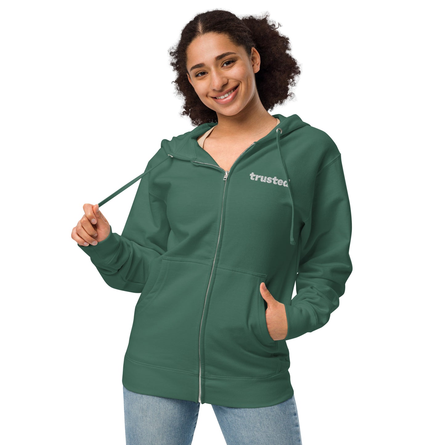 Unisex fleece zip up hoodie